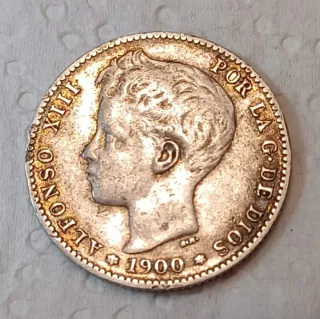 Moneda plata 1 Peseta 1900 Alfonso XIII. 