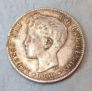 Moneda plata 1 Peseta 1900 Alfonso XIII. 