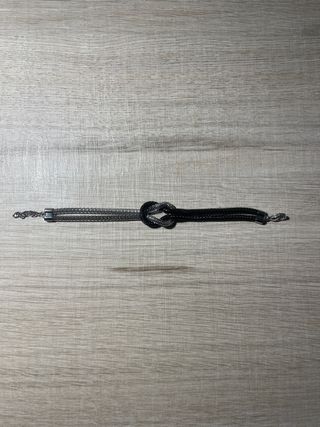 Pulsera Oro Vivo Nudo Negro y Plateado