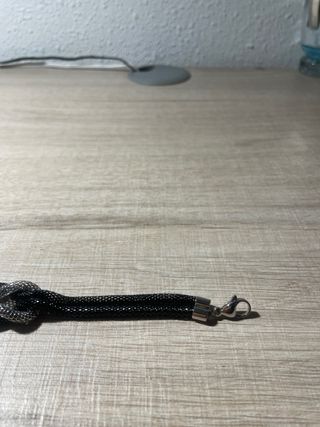 Pulsera Oro Vivo Nudo Negro y Plateado