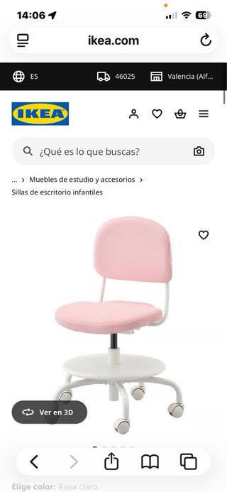 Silla Escritorio Infantil Rosa