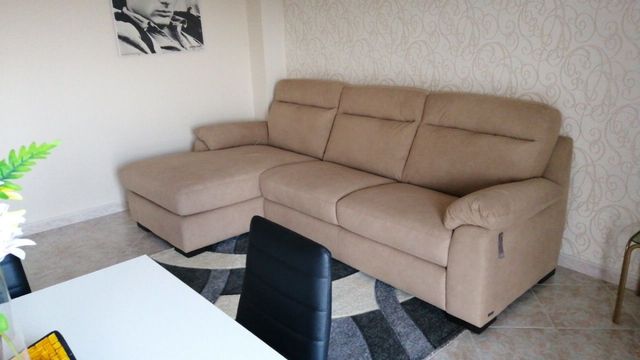 Divano angolare Natuzzi beige tessuto acquaclean