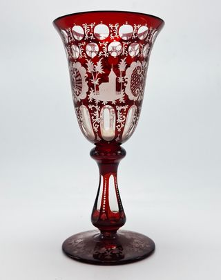 Copa Vintage Cristal Bohemia color Rubí