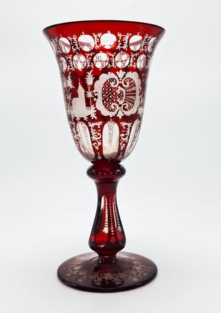 Copa Vintage Cristal Bohemia color Rubí