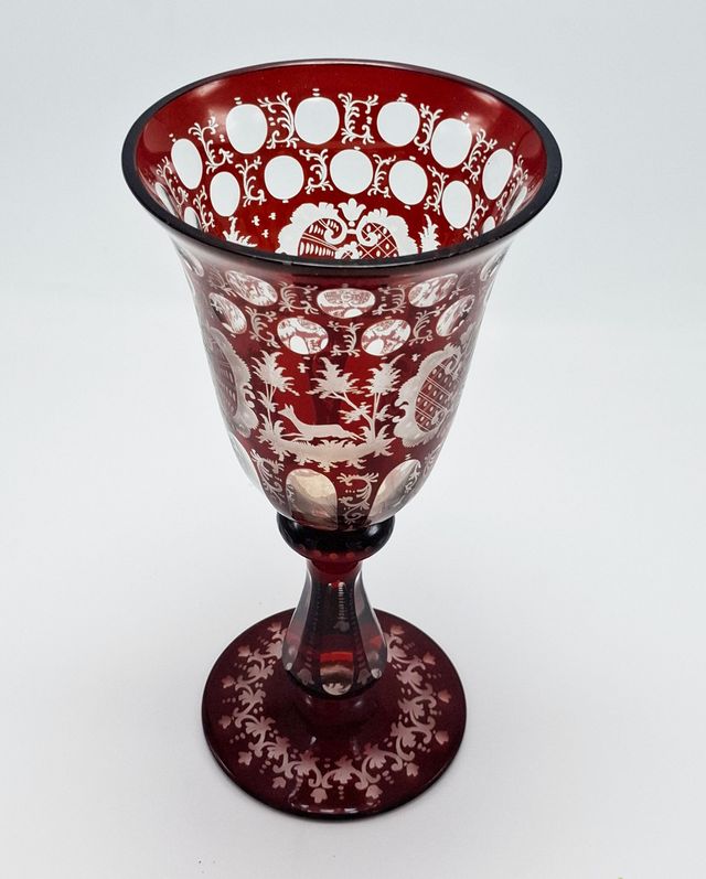 Copa Vintage Cristal Bohemia color Rubí