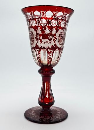 Copa Vintage Cristal Bohemia color Rubí