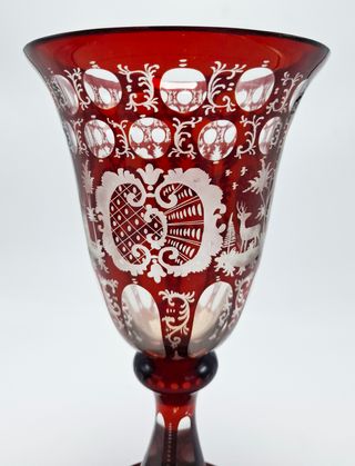 Copa Vintage Cristal Bohemia color Rubí