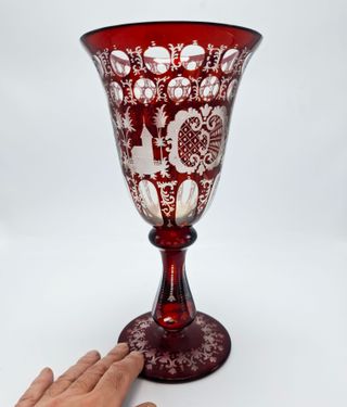 Copa Vintage Cristal Bohemia color Rubí