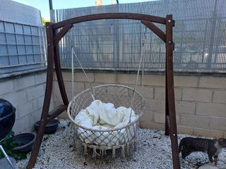 Poltrona Sospesa Legno e Tessuto