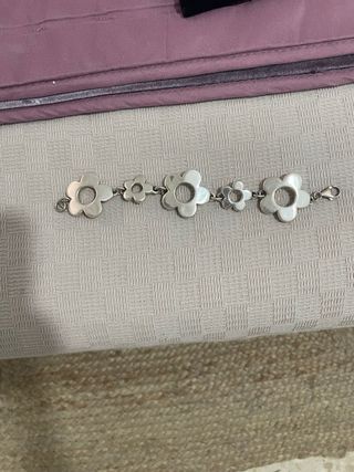Pulsera Plata Flor y colgante 