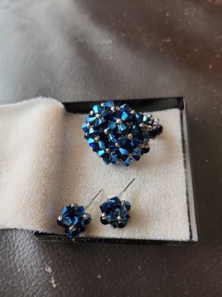 Conjunto Anillo y Pendientes Azules.