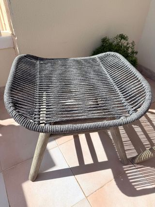 2 pouf/sgabelli da esterno in tessuto e legno