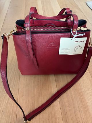 Bolso RED HORSE cuero granate