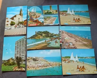 Lote 8 Postales Vintage Playas Costa Mediterránea 