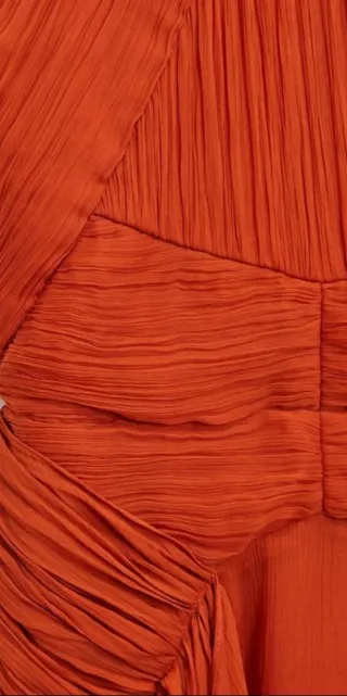 Vestido largo naranja falda a capas fiesta/boda