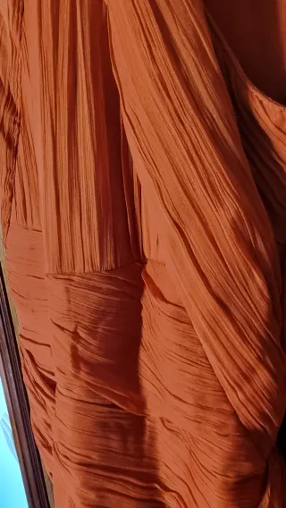 Vestido largo naranja falda a capas fiesta/boda
