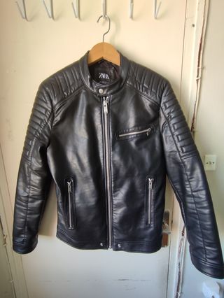 Chaqueta Zara Cuero Negra Talla M