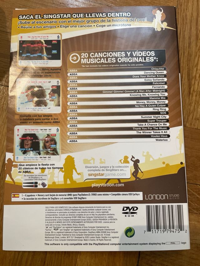 SingStar ABBA PS2 (Solo Carátula)