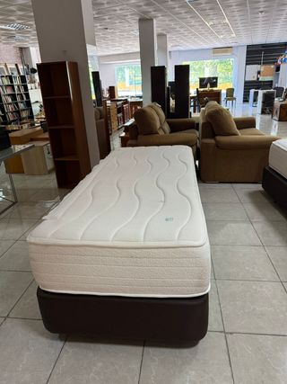 Base Cama Individual 90x2m Marrón/Blanco