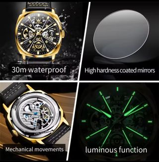 Reloj Olevs Automático Negro/Dorado Hombre