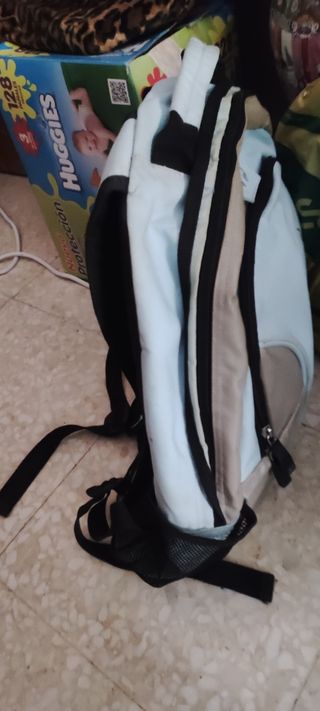 Mochila Reebok Azul y Beige