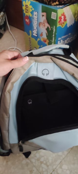 Mochila Reebok Azul y Beige