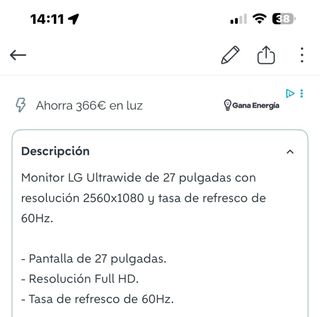 Monitor LG Negro ultrawide de 27 pulgadas