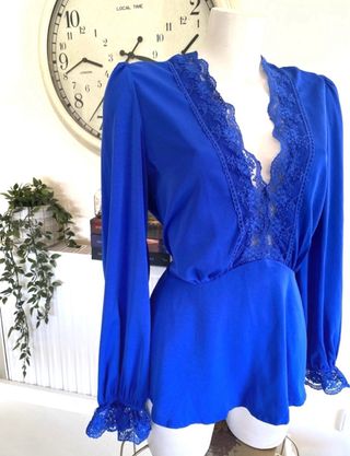 Blusa Vintage Azul Talla 46