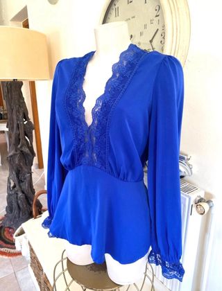 Blusa Vintage Azul Talla 46