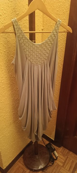 Vestido gris talla única con pedrería