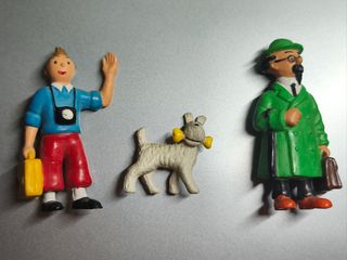 Figuras Tintín, Milú y Silvestre Tornasol 
