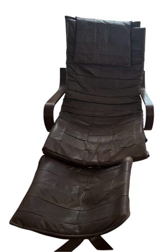Sillón relax piel marrón con reposapiés