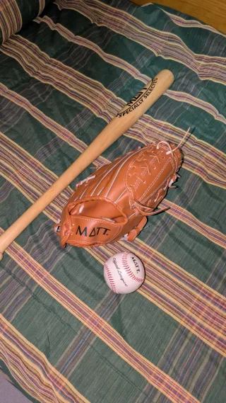 Bate, guantes y pelota de béisbol