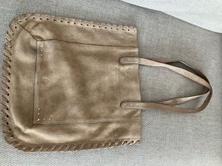 Bolso de piel serraje beige/marrón