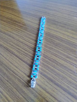 Pulsera Plata Turquesa y Marquesita 100% Nueva