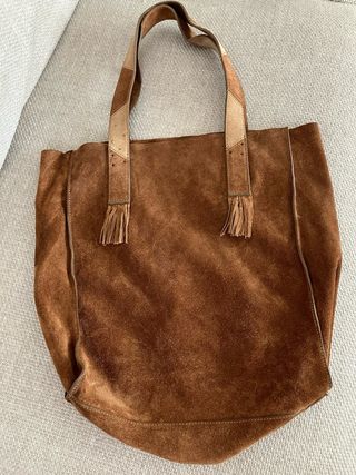 Bolso de piel serraje marrón