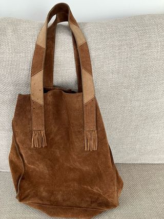Bolso de piel serraje marrón