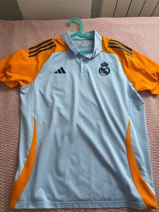 Polo Real Madrid Adidas Azul Naranja Talla L