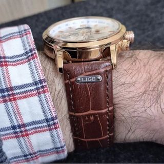 Reloj LIGE Cronógrafo Marrón y Dorado Hombre