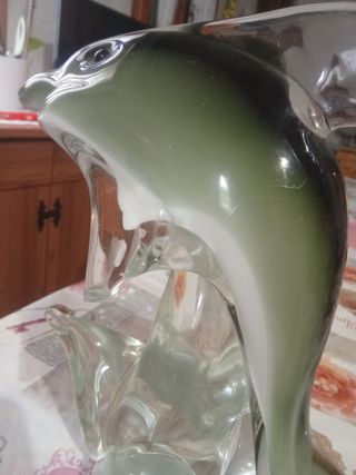 2 Soprammobili Vetro Murano Delfino e un fermacart