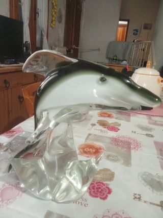 2 Soprammobili Vetro Murano Delfino e un fermacart