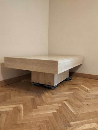 Mesa de mármol beige 140x80x40 cm
