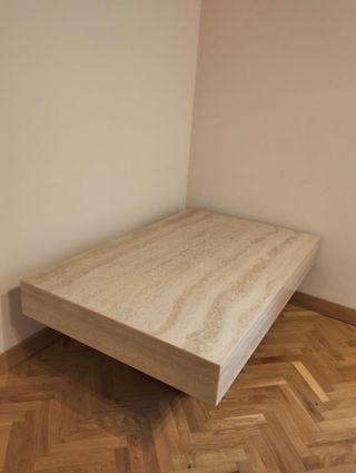 Mesa de mármol beige 140x80x40 cm