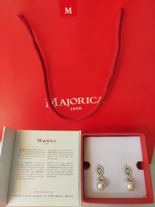 Pendientes Majorica perla y circonitas nuevos 