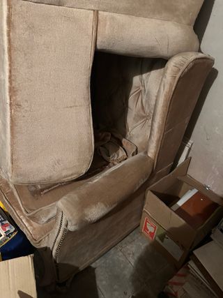 2 Sillones Orejeros Tela Beige