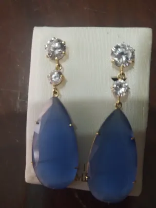 Pendientes Oro Perlas Blancas y Agua Marina