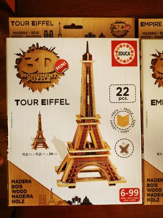 Puzzles 3D Madera Educa Torre Eiffel y Empire Stat