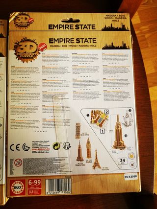 Puzzles 3D Madera Educa Torre Eiffel y Empire Stat