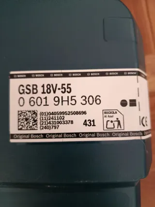 Taladro Bosch GSB 18V-55 Professional, 2 baterías