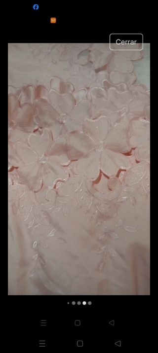 Edredón bordado , rosa con bordado floral